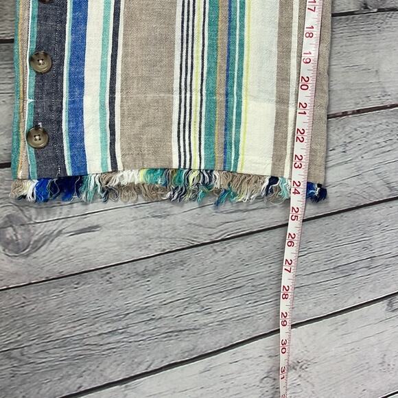 Hope & Harlow Wide Leg Cropped Linen Blend Pants Vertical Stripes SZ14 Lagenlook - Picture 6 of 10